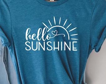 Hello Sunshine Shirt, Hello Sunshine T-shirt, Summer Tee, Happy Summer Shirt, Beach Shirt for Women, Girls Trip T-shirt, Vacation Shirt