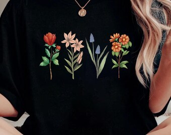 Flower Shirt, Gift for Valentine's Day, Mothers Day Gift, Gift for Mom, Plant Mom Gift, Gift for Grandmother, Wildflower Shirt, Plant Shirt