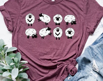 Sheep T-Shirt, Cute Sheeps Shirt, Funny Sheep Kid Shirt, Farm Animal Shirt, Sheep Lover Shirt, Sheep Shirt Gift, Sheep Women Shirt,Lamp Farm