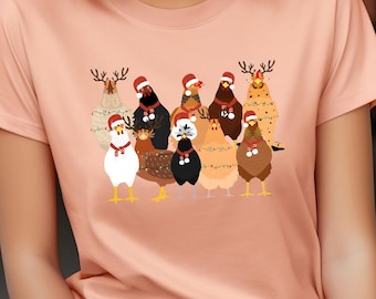 Сute Christmas Chickens Shirt, Christmas Farm Animals Sweatshirt, Womens Christmas Chicken Sweatshirt,Christmas Holiday Sweatshirt Gift,Farm