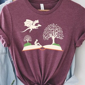 Girl and Dragon Book Shirt, Reading Book Shirt, Gift For Bookworms, Booksellers Gift, Fantastic Book Lover Sweatshirt, Librarian Shirt, Read