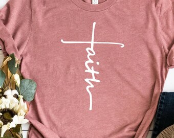 Faith Shirt, Faith Cross Shirt, Christian Gift, Faith Gift, Christian Shirts , Love and Grace Shirt, Faith Cross, Vertical Cross, Jesus Tee