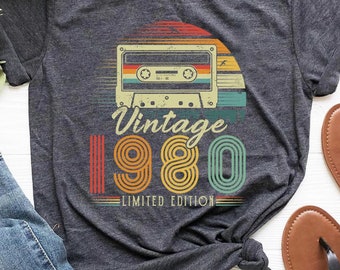 Vintage 1980 Shirt, 45th Birthday Gift For Women, 1980 Retro Shirt, 45th Birthday Woman,45th Birthday Gift For Men,45th Birthday Best Friend