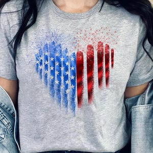 American Flag Heart T-Shirt, Fourth of July T-Shirt, USA Flag Shirt, Independence Day, American Flag Shirt, Patriotic Shirt, 4Th Of July Tee