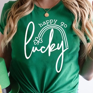 Happy Go Lucky Shirt, St Pattys Shirt, Lucky T-Shirt, Shamrock Shirt, Woman St Patrick's Day Shirt, St Patrick's Day Tee, Lucky Clover Shirt