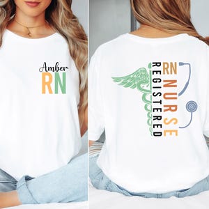 Custom Name Registered Nurse Shirt, Personalized RN Tee, Nurse Graduation Gift, Nursing Student Apparel, Healthcare Worker Customized Gift