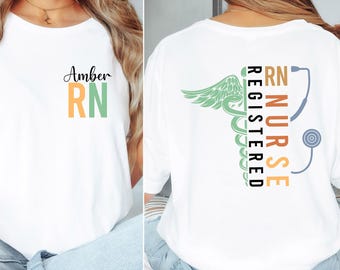 Custom Name Registered Nurse Shirt, Personalized RN Tee, Nurse Graduation Gift, Nursing Student Apparel, Healthcare Worker Customized Gift