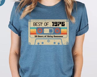 49th Birthday Shirt, Vintage 1976 Limited Edition Cassette T-Shirt, 49th Birthday Gift For Women, 49th Birthday Men Tee, 1976 Birthday Shirt