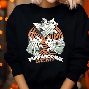 Funny Halloween Cat Sweatshirt, Purranormal Cativity Tee, Black Cat Shirt, Cat Murder Halloween Shirt, Funny Halloween T-Shirt, Black Cats T