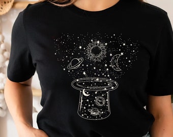 Space Shirt, Star Galaxy T shirt, Astronomy Shirt, Outdoors Shirt, Crescent Moon, Milky Way, Star Unisex Shirt,Constellation Tshirt,Star Tee