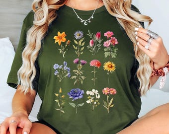 Wildflower Shirt, Floral Cottagecore Shirt, Botanical Shirt, Flower Shirt, Nature Shirt, Wildflower Tshirt, Wild Flower Shirt, Botanical Tee