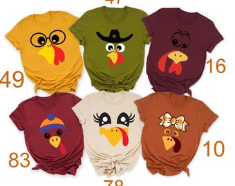Cute Turkey Fall Thanksgiving Shirt, Thanksgiving Family Matching Shirt, Turkey Face Shirt, Funny Thanksgiving Shirt, Thanksgiving Women Tee