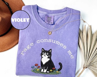 Comfort Colors® Rage Consumes Me Cat Shirt, Funny Cat Meme Tees, Vintage Unhinged Cat Tee, Silly Cat Graphic Shirt, Weird Humor Unisex Shirt