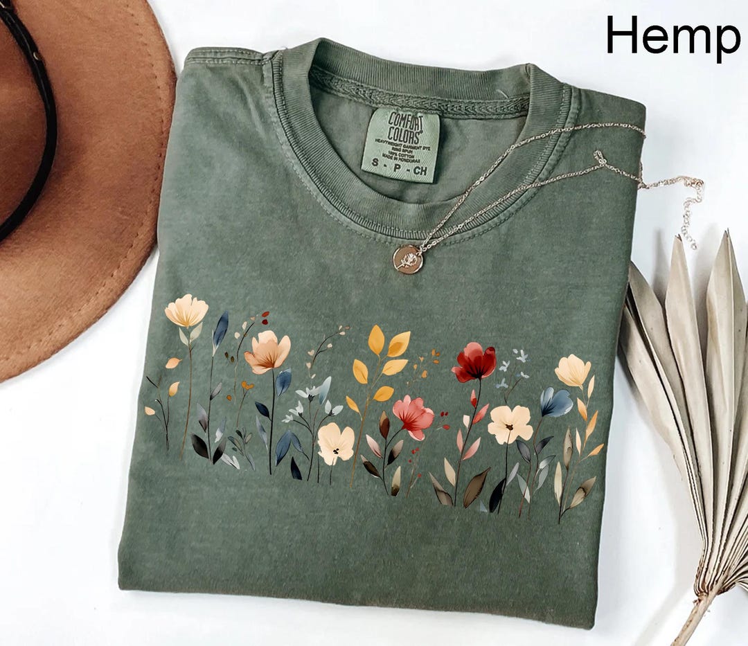 Comfort Colors® Wildflower Shirt, Floral Cottagecore Shirt, Botanical ...
