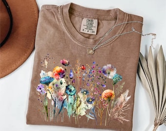 Comfort Colors® Boho Cottagecore Tshirt, Wildflowers T shirt, Vintage Pressed Flowers Shirt, Botanical Floral Tee, Gift for Gardener, Floral