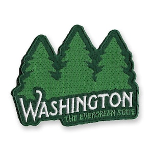 Washington Evergreen State Embroidered Patch, Tree Iron-on Patch, WA State Souvenir, Washington State Patch, Pacific Northwest Patch, PNW