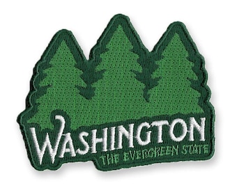 Washington Evergreen State Embroidered Patch, Tree Iron-on Patch, WA State Souvenir, Washington State Patch, Pacific Northwest Patch, PNW