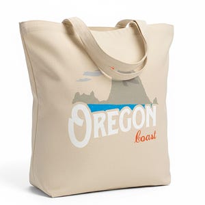 Oregon Coast Haystack Rock Tote Bag | Vintage Cannon Beach Canvas Souvenir