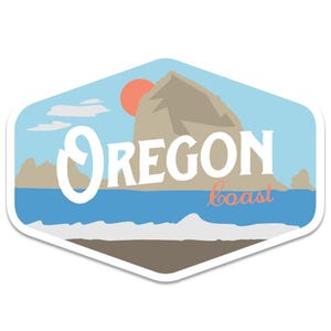 Oregon Coast Vintage Haystack Rock | Vinyl Sticker