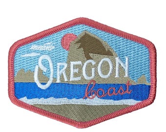 Oregon Coast Vintage Haystack Rock | Iron-on Embroidered Patch
