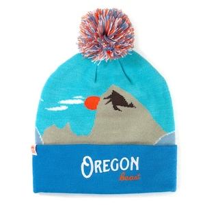 Oregon Coast Vintage Haystack Rock | Jacquard Pompom Beanie CLEARANCE