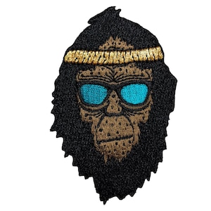 Retro Squatch Bigfoot Head | Iron-on Embroidered Patch Style