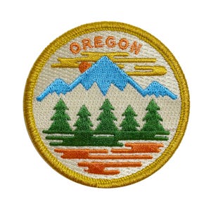 Oregon Fifty Mountain Ranges | Iron-on Embroidered Patch