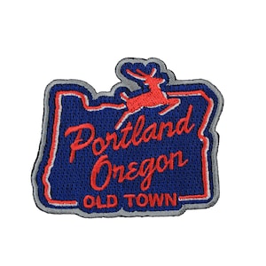 White Stag Sign Portland Oregon | Iron-on Embroidered Patch