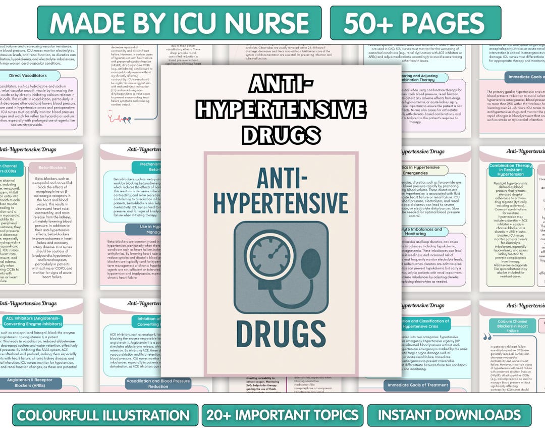 Anti Hypertensive Drugs, CRNA Prep, ICU Nurse Notes Notes, CVICU ...