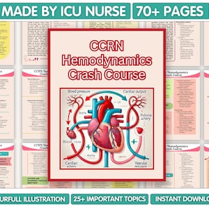 CCRN Hemodynamics Crash Course, ICU Critical Care Nursing Notes, Nursing Study Guide, Digital Download