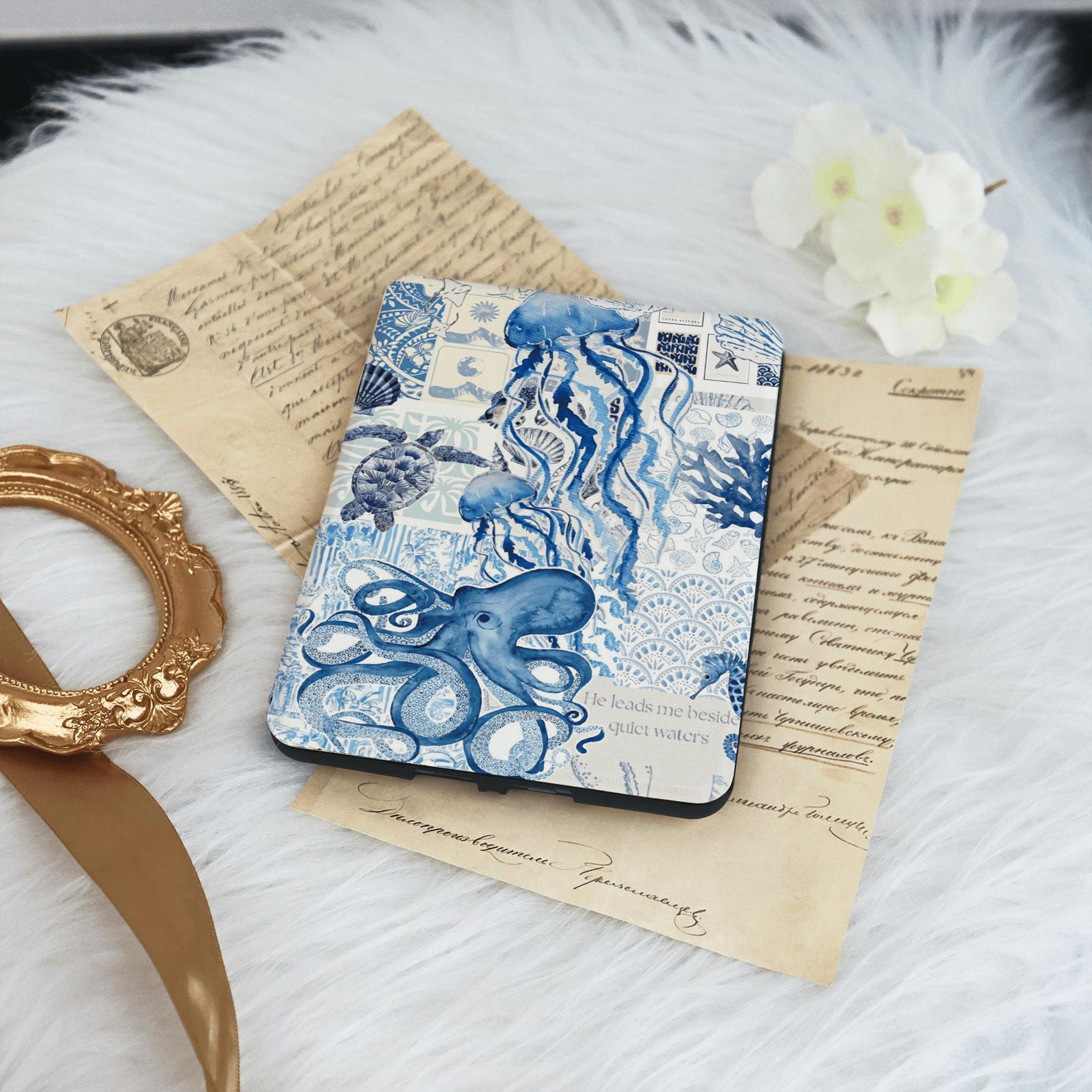 Ocean Style Collage Case With Hand Strap for Kindle 12/11/10, Kindle ...