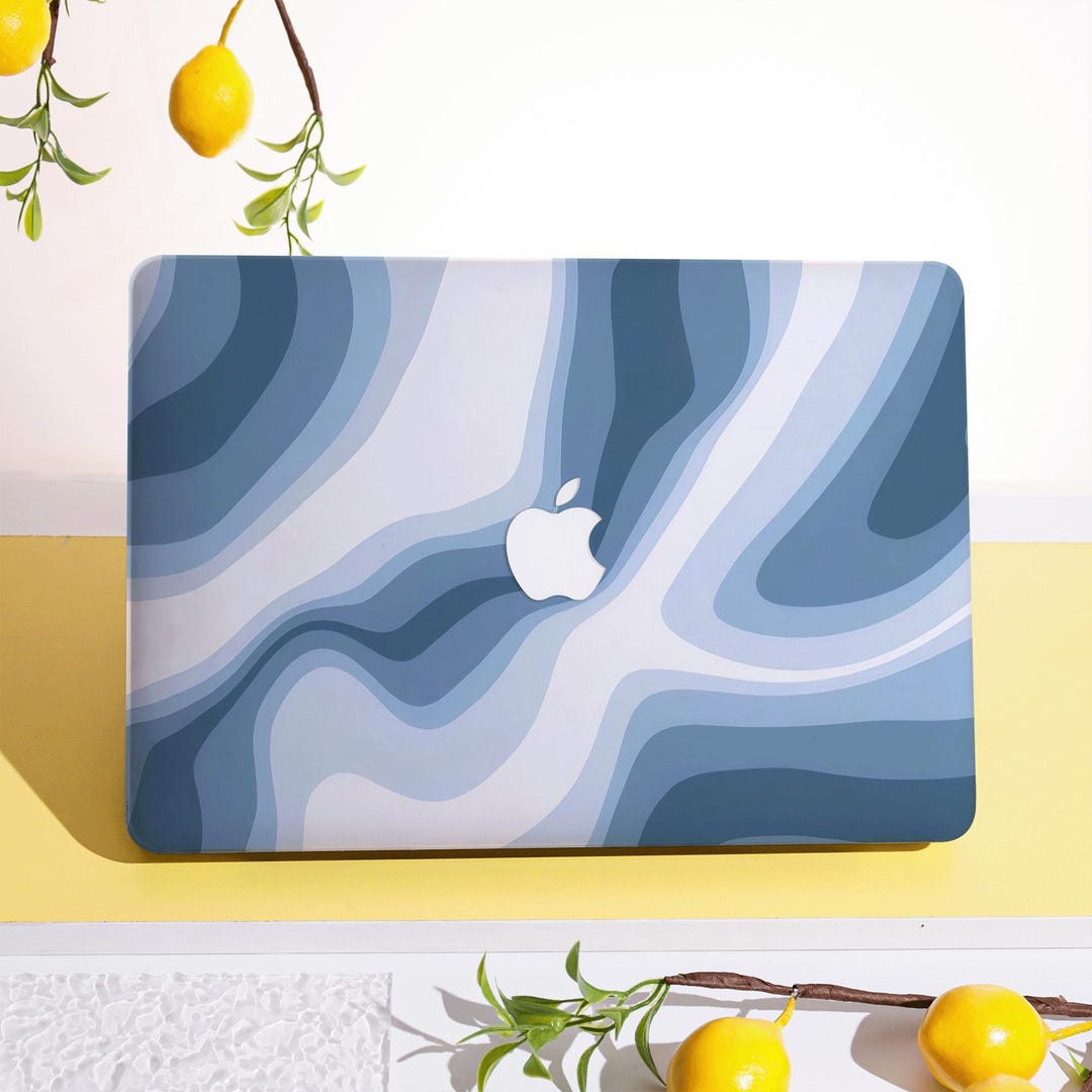 Blue Wave Pattern Hard MacBook Case Protective Laptop Cover for Mac Pro ...