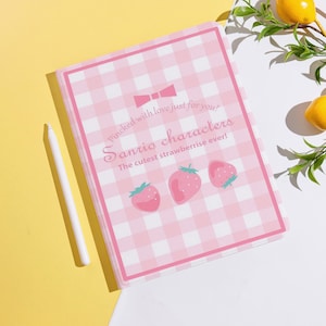 Strawberry Charm Check iPad Case with Pencil Holder Cover for New iPad, iPad Pro 11&quot;/12.9&quot;, iPad 10/11, iPad Mini 7, iPad Air, Gift for Her