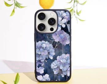 Blue Floral Elegance Phone Case for iPhone 16 15 14 13 12 11 Pro Max, iPhone 7 8 Plus, iPhone 12 13 Mini, XR XS X, XS Max, Phone Case
