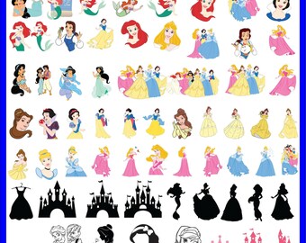 700+ Princess SVG Bundle, Princess Clipart Instant Download,Princess Birthday, Moana clipart, Frozen Svg, Snow White clipart,sleeping beauty