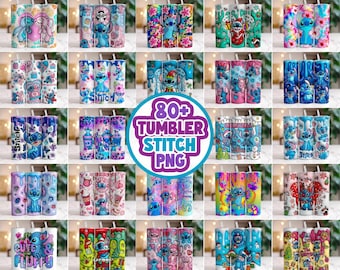 80+ Stitch Tumbler Wrap Png Bundle, 3D Inflated Stitch Tumbler Design PNG, Cute Cartoon Stitch SPng, Lilo & Stitch Sublimation