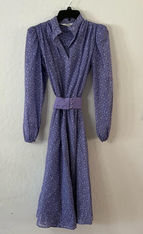 jcpenney boho dresses Vtg 70s Lavender Floral Maxi Dress Sz 10T Fashions Semi Sheer Belt Wrap dress Top Tier Ribbed Exposed giftingapproved This boho patchwork sundress US Size:40