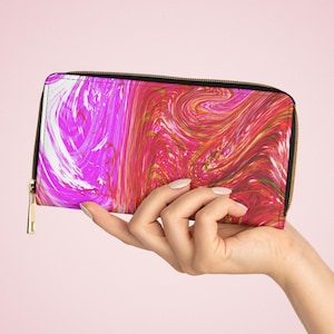 Ladies' Zipper Wallet Marble Hot Orange Swirl