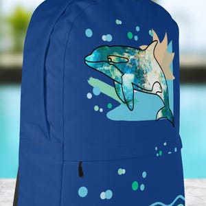 Navy Blue Whale Backpack, Whale Tales, Great Kid&#39;s Bag, School Bag, Travel and Hiking Pack, Ocean Theme Bag