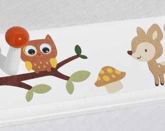 Echo Woodland Baby Nursery Decor . Forest Animals Coat Rack for Baby Boy or Girl . Personalized Coat Rack