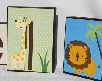 Jungle Baby Shower Decoration . Large Name Blocks . Safari Friends . Personalized Blocks . Jungle Animals Nursery Safari Nursery