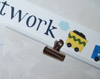Personalized Kids Artwork Display: Wood Art Clips, Craft Room Decor
