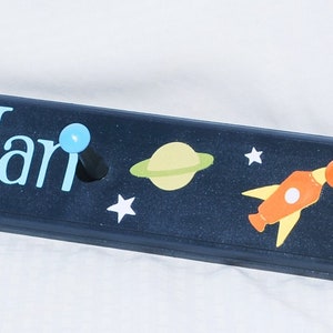 Outer Space Themed Room Decor, Wooden Peg Rack, Children&#39;s Coat Hanger, Cute Wall Hooks for Kids, Personalized Wall Art, Nursery Wall Hook