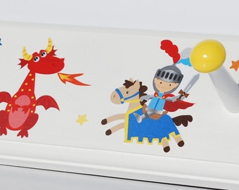Personalized Knight and Dragon Peg Rack: Children's Room Decor