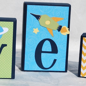 Personalized Outer Space Name Blocks: Galaxy Nursery Decor