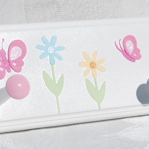 Personalized Daisy Butterfly Peg Rack: Girls Room Decor