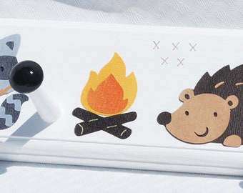 Little Campers Gray White Red Black Check Woodland Animal Coat Rack . Forest Critters Wall Hooks