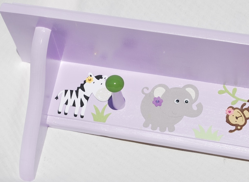 Custom Jungle Wall Mounted Shelf With Pegs Jungle Theme Wood Etsy