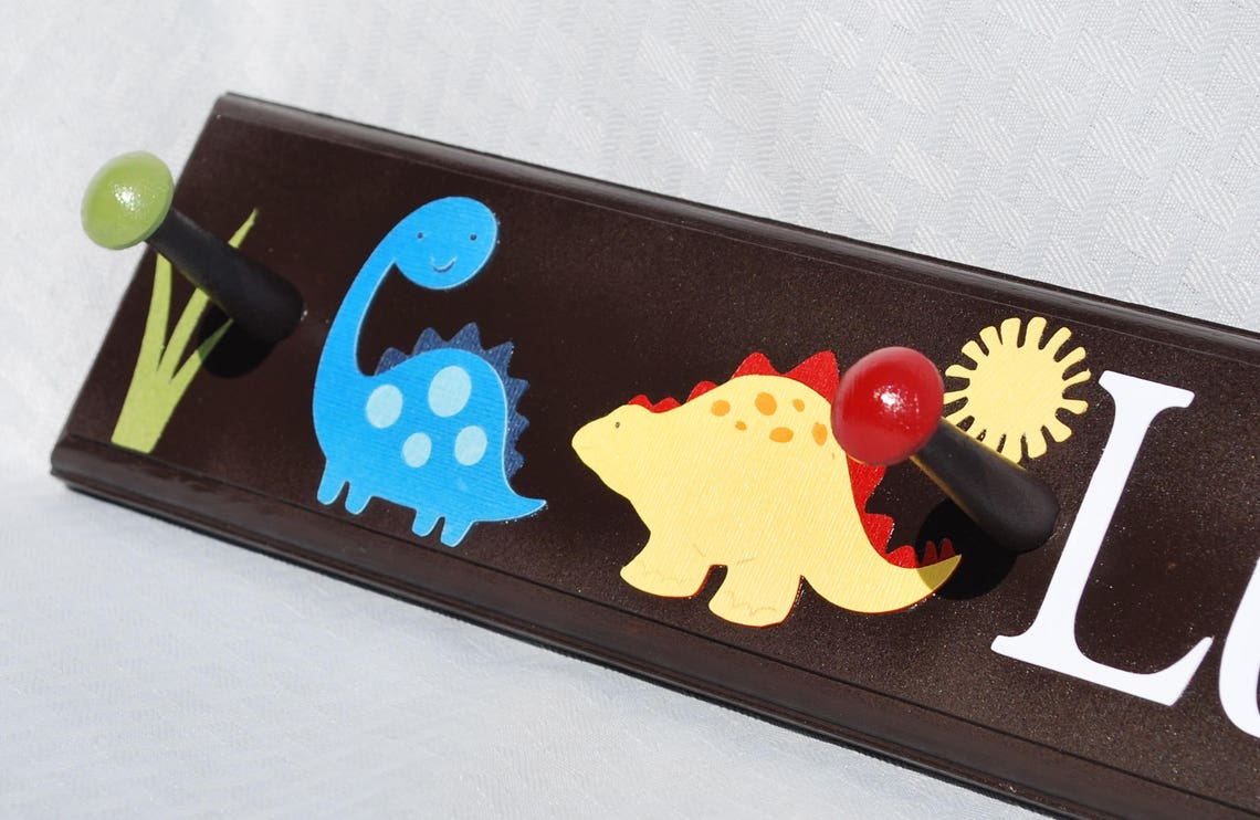 Dinosaur Coat Rack in Espresso Brown. Dino Bathroom Towel Etsy