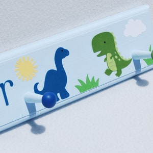 Dinosaur Themed Room Decor, Wooden Peg Rack, Children&#39;s Coat Hanger, Cute Wall Hooks for Kids, Personalized, Adorable Dino Wall Hanging